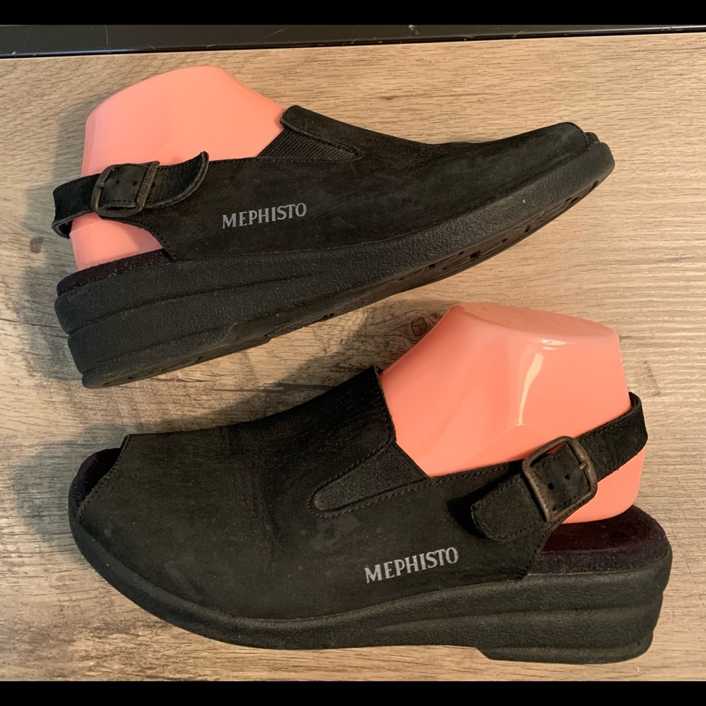 MEPHISTO Black SUEDE Sling Back COMFORT SANDALS 39